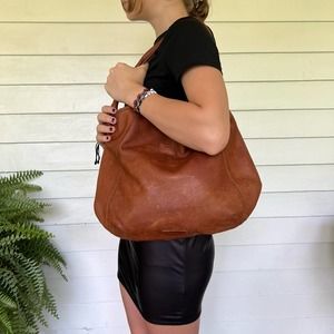 Vintage BCBGirls leather shoulder bag with gorgeous aging and color
